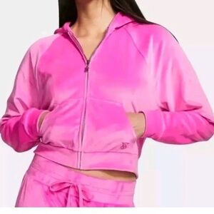 Victoria's Secret Hot Pink Velour Zip Hoodie size large